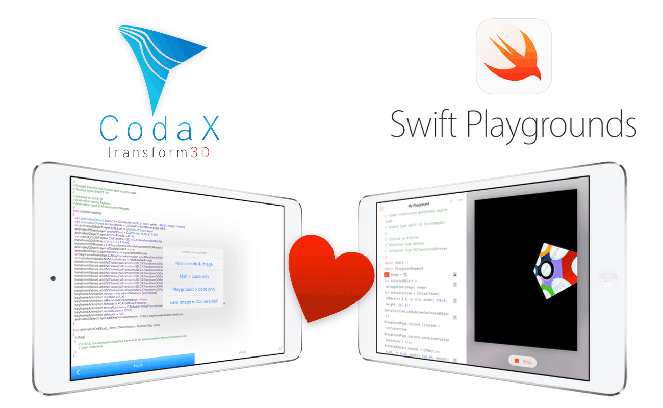 CodaX transform3D und Swift Playgrounds